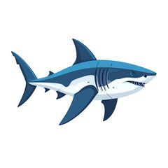Obraz premium Pixelated Great White Shark Illustration with Detailed Texture Fins Tail and Dorsal Fin on Clean White Background Marine Wildlife Theme