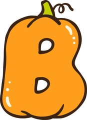 Cute Autumn Back to School Pumpkin Shaped Letter B Illustration
