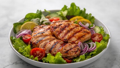 Sliced Grilled Delight. A Symphony of Textures and Colors in a Fresh Salad Bowl.