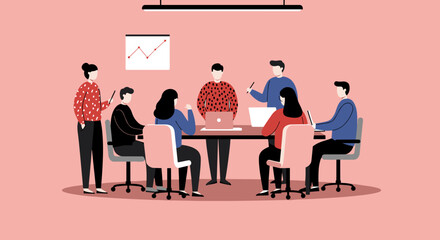 Diverse business team collaborating in a modern office meeting, discussing strategy and growth. Ideal for corporate communication, teamwork, and planning concepts.