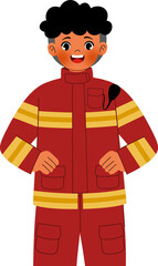 cute firefighter cartoon character greeting