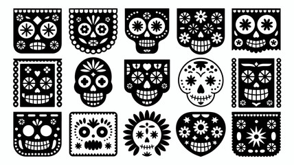 Decorative Day of the Dead banners with sugar skull designs vector art
