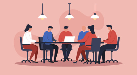 Diverse business team collaborating in a modern office meeting, discussing projects and strategy. Ideal for concepts of teamwork, productivity, and corporate communication.