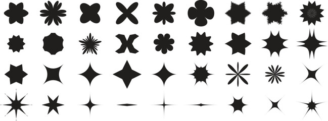 Abstract Starburst and Floral Shape Vector Set | Sparkle, Twinkle, Geometric Silhouette Icons