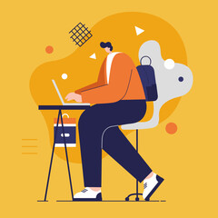 Productive individual engaged in remote work or online learning, utilizing a laptop at a modern workspace. Perfect for digital lifestyle, business, and education.