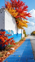 Obraz premium Autumnal wall with vibrant foliage