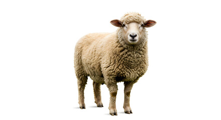 Obraz premium Farm Animal Sheep Standing Alone on White