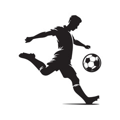 Football Player Kicking Ball vector silhouette clip art logo design concept illustration 