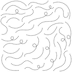 Hand drawn curve dotted line. Curly dotted line. Long dashed hand drawn squiggle. Dotted spiral curve line isolated on white background. eps 10
