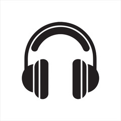 headphones logo silhouette bold and minimal icon vector illustration