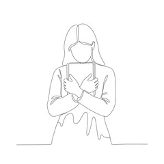 Minimal Line Art of a Woman Holding a Book illustration