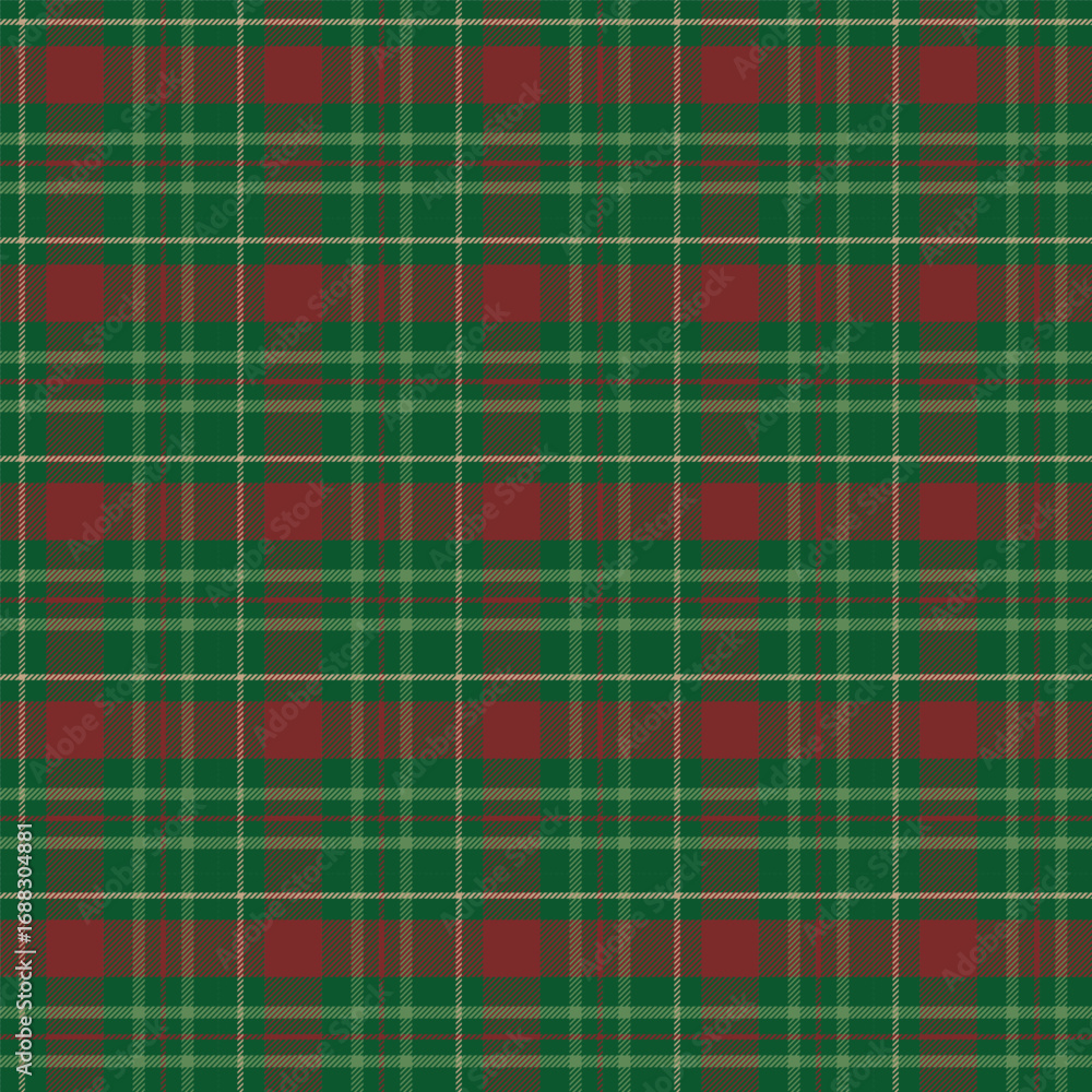 Canvas Prints plaid with twill weave repeat pattern in green and red.checkered tartan gingham seamless pattern for