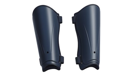 Pair of Dark Blue Sports Shin Guards for Leg Protection Isolated on White Background, Essential Athletic Gear for Impact Safety