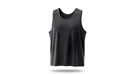 Sleek Black Sleeveless Tank Top for Athletic or Casual Wear, Isolated on a Clean White Background with Subtle Shadow