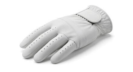 Premium White Golf Glove with Perforated Fingers, Isolated on a Clean White Background for Sport and Performance