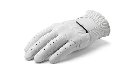Professional White Golf Glove Isolated on Clean White Background, Designed for Optimal Grip and Performance in Golf Sports