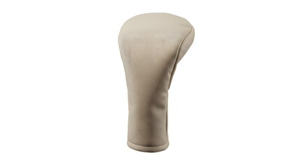 Isolated Beige Golf Club Head Cover for Driver or Wood Protection. Essential Golf Accessory on White Background, Studio Shot with Clipping Path.