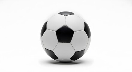 Fototapeta premium Classic Black and White Soccer Ball Isolated on a Clean White Background with Subtle Shadow