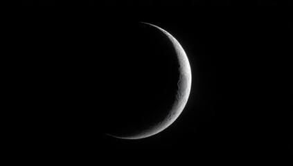 Obraz premium Crescent moon, starkly illuminated, against a black void
