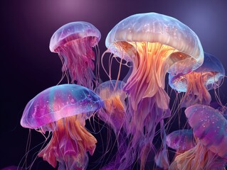 Glow-in-the-dark jellyfish cluster