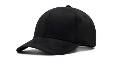 Stylish Black Baseball Cap with Suede Brim Isolated on White Background for Casual Fashion