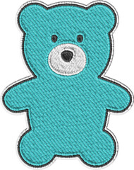 Colored Embroidery Teddy Bear Illustration