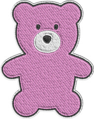 Colored Embroidery Teddy Bear Illustration
