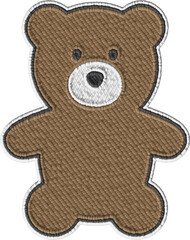 Colored Embroidery Teddy Bear Illustration