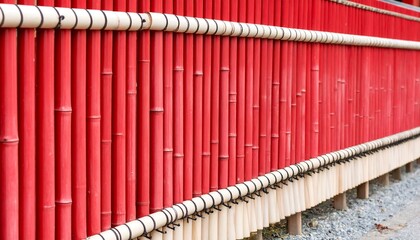 Fototapeta premium Red bamboo fence