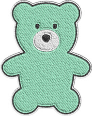 Colored Embroidery Teddy Bear Illustration