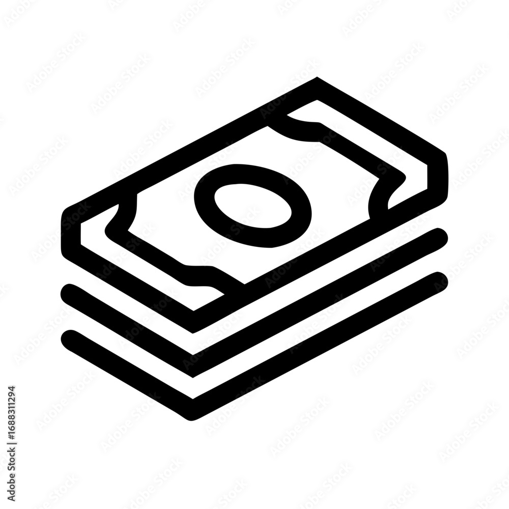 Poster illustration of a stack of money with a simple design and clear outline on a white background view