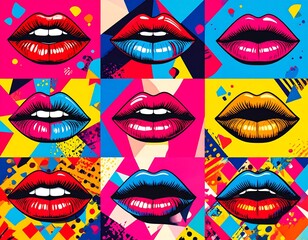 Colorful graphic collage of lips