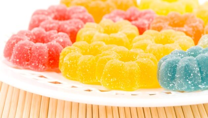 Colorful gummy candies arranged on a plate