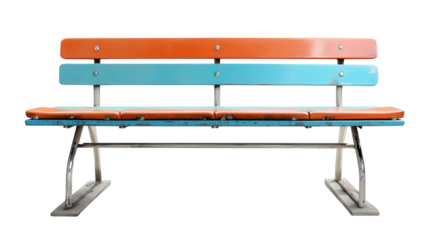 Park Bench with Orange and Blue isolated on a white background