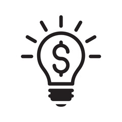 Business idea icon. Lightbulb with dollar sign symbolizing profitable innovation, investment, and financial creativity. Vector glyph for startup, funding, and monetization concepts.

