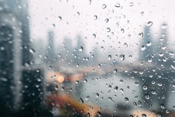 Obraz premium Raindrops on a city window