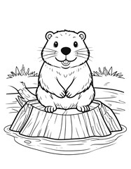 Cute cartoon beaver coloring page
