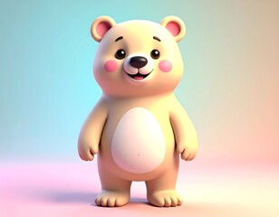 Cute cartoon bear with a happy expression