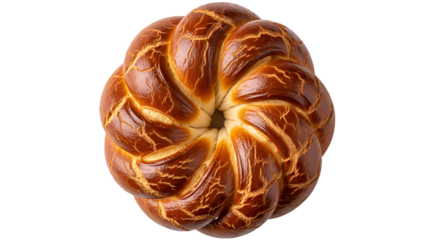 Braided Bread Ring Golden Brown Crust isolated on a transparent background