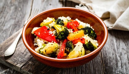 Colorful rice and vegetable dish