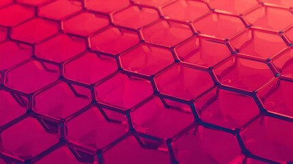 Abstract close up of repeating clear red hexagons with dark edges forming a geometrical pattern