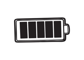 Battery icon silhouette vector illustration, black energy symbol isolated on white background for power and charging design.