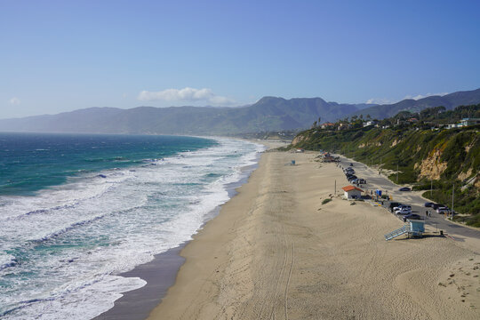 view of the Malibu Zuma beach in the morning