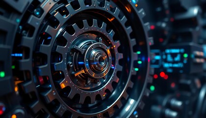 Intricate gear mechanism processing massive data streams,  design,  algorithm