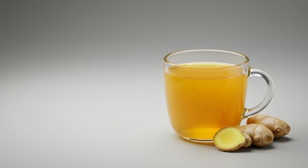 Ginger Tea: Refreshing and Healthy Beverage in Glass Mug