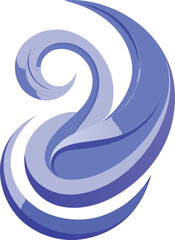 Abstract Blue Swirl Design with Depth and Movement on White Background