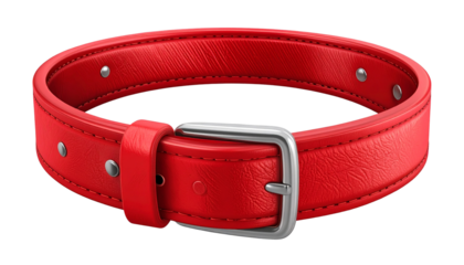 Red dog collar isolated on a transparent background, provided as a PNG file. Perfect for pet accessories, animal care, and design projects.
