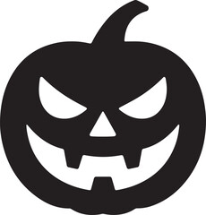 Silhouette of a pumpkin with spooky carved eyes, perfect for Halloween and eerie designs.