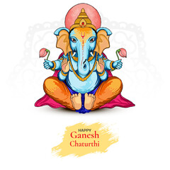 Illustration of Indian people celebrating Lord Ganpati background for Ganesh Chaturthi festival of India