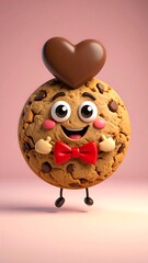 Cute cartoon cookie with a chocolate heart